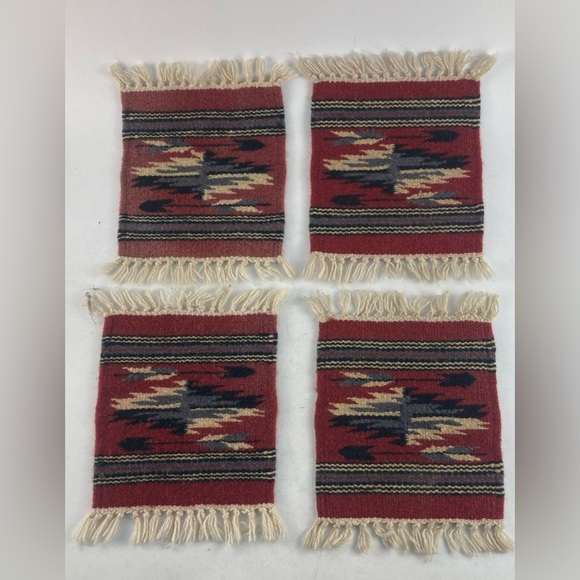 El Paso Saddle Blanket Co Southwestern Wool Rug Placemats Set of 4 Vintage READ
